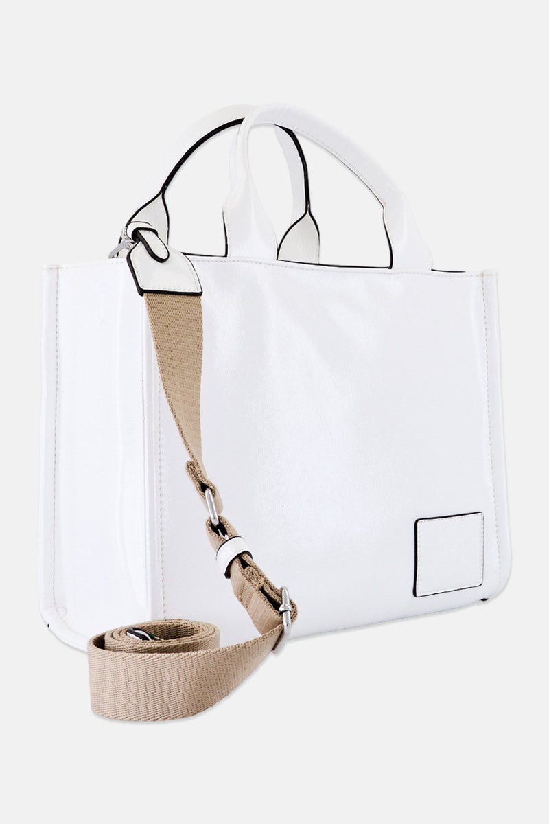 DKNY Women Brand Logo Tote Bag, White - Image 2