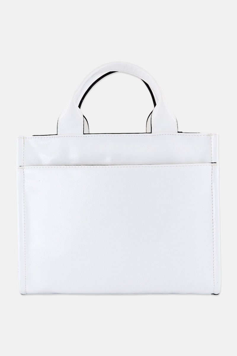 DKNY Women Brand Logo Tote Bag, White - Image 3