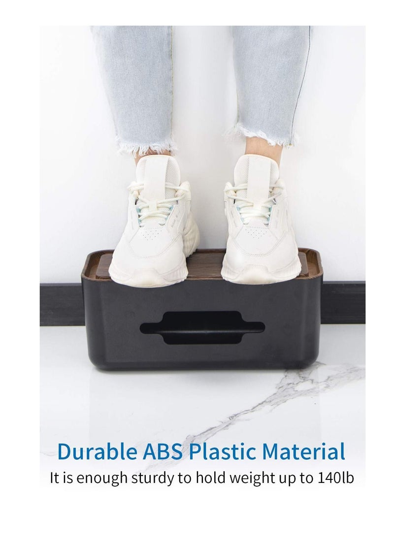 Excefore صندوق تنظيم الكابلات، صندوق إدارة الكابلات مع حامل، صندوق تخزين الكابلات البلاستيكي لسطح المكتب، علبة تنظيم أسلاك شريط الطاقة مضادة للغبار - Image 2