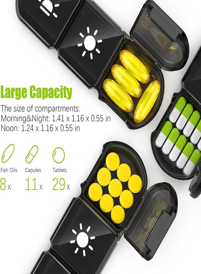 SHREETA Luxury 7 Day Pill Box with 3 Daily Compartments – Elegant Black Weekly Pill Case – Portable, BPA-Free Medicine Organizer for Travel & Home – Easy Open, Large Capacity Design - Image 3