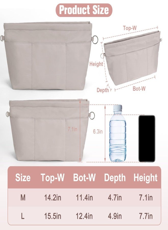BBKON Purse Organizer Insert for Longchamp Le Pliage Large, Tote Bag Dividers for Inside Purse with Zipper and 13 Pockets, Nylon Purse Liners for Women Handbag (Grey, L) - Image 2
