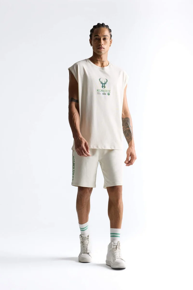 ديفاكتو DeFactoFit NBA Milwaukee Bucks Standard Fit Shorts