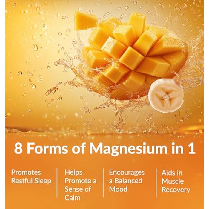 BIOptimizers Magnesium Breakthrough Drink - 8 Forms of Magnesium, Electrolytes, Sleep Health, Stress, Muscle Recovery, Heart Support | Glycinate, Citrate, Malate- Banana Mango - Image 2