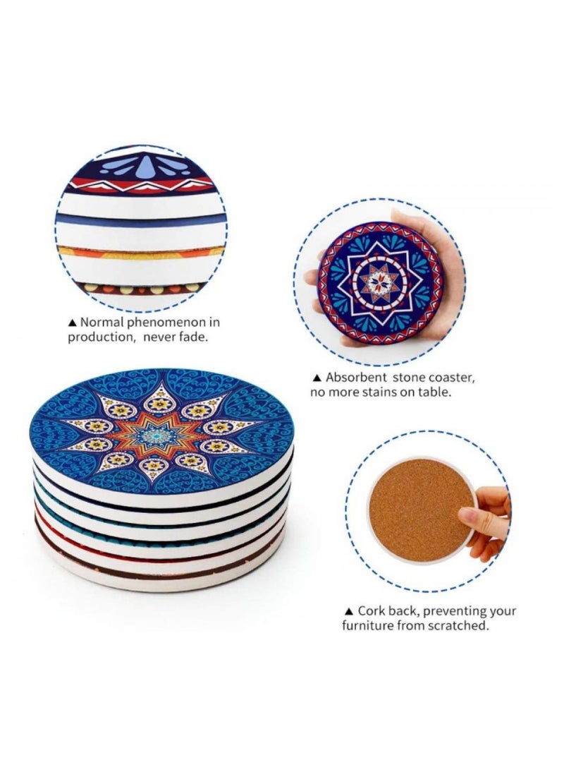 Alissa Set of 6 Absorbent Ceramic Drink Coasters with Non-Slip Cork Base – Protects Surfaces from Spills & Scratches – Ideal for Cups, Mugs & Glasses – Home, Kitchen, or Office Use - Image 3