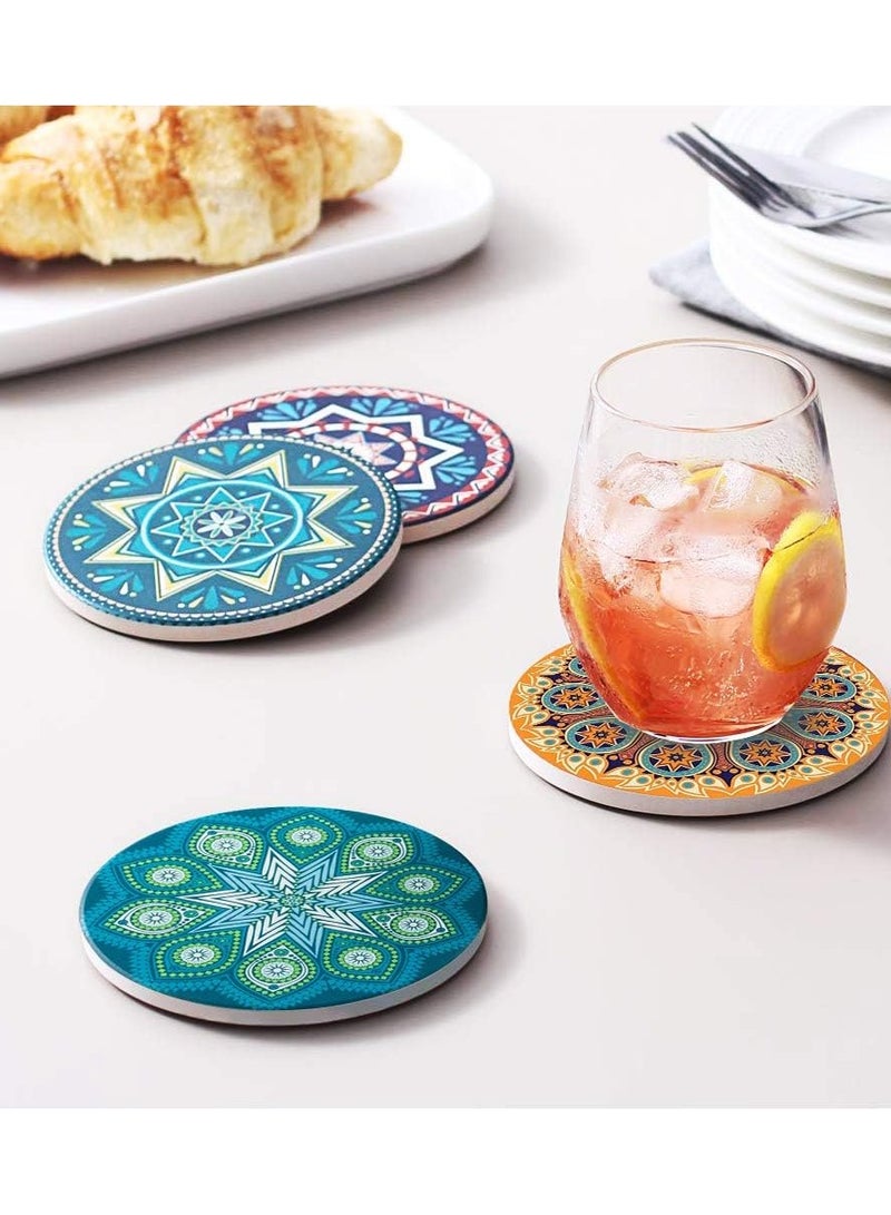 Alissa Set of 6 Absorbent Ceramic Drink Coasters with Non-Slip Cork Base – Protects Surfaces from Spills & Scratches – Ideal for Cups, Mugs & Glasses – Home, Kitchen, or Office Use - Image 2