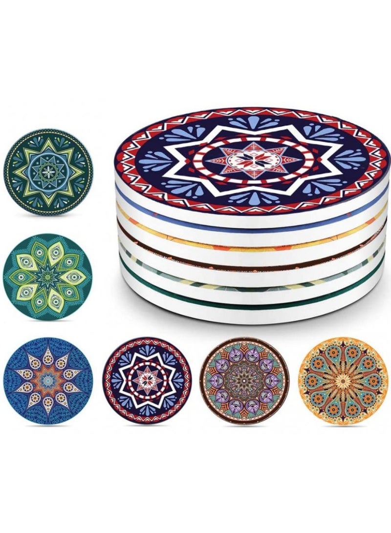 Alissa Set of 6 Absorbent Ceramic Drink Coasters with Non-Slip Cork Base – Protects Surfaces from Spills & Scratches – Ideal for Cups, Mugs & Glasses – Home, Kitchen, or Office Use - Image 1