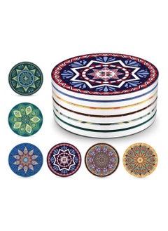 Alissa Set of 6 Absorbent Ceramic Coasters with Cork Base,Prevent Furniture from Dirty and Scratched, for Drinks,Glass Cup Holder Coffee Mug Place Mats and Other Mugs and Cups Home Dining Kitchen Office  - Image 1