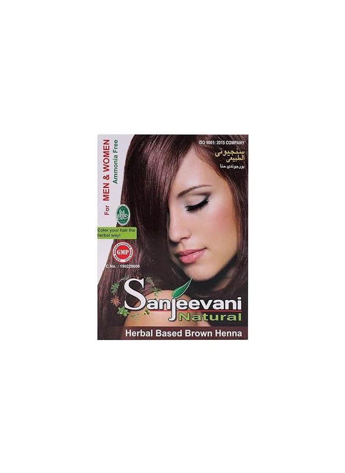 Sanjeevani Natural - Herbal Based Dark Brown Henna,No Ammonia,For Men & Women,6 Packets of 10 Grams Each, 60 Total Grams - Image 1
