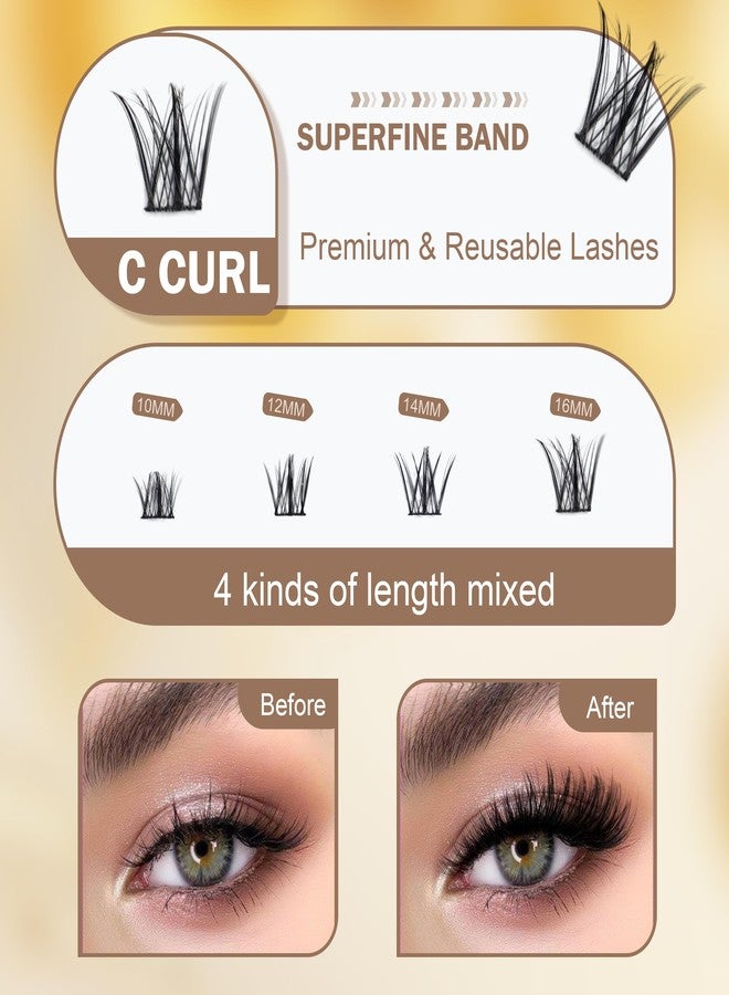 Yargkos Eyelash Extension Kit, False Lashes, Bond Seal Glue, Makeup Remover, Tweezer, Women Individual DIY Lash Extensions Set at Home, 100Pcs 10-16MM Mixed Length C Curl Clusters, B3-Purple - Image 2