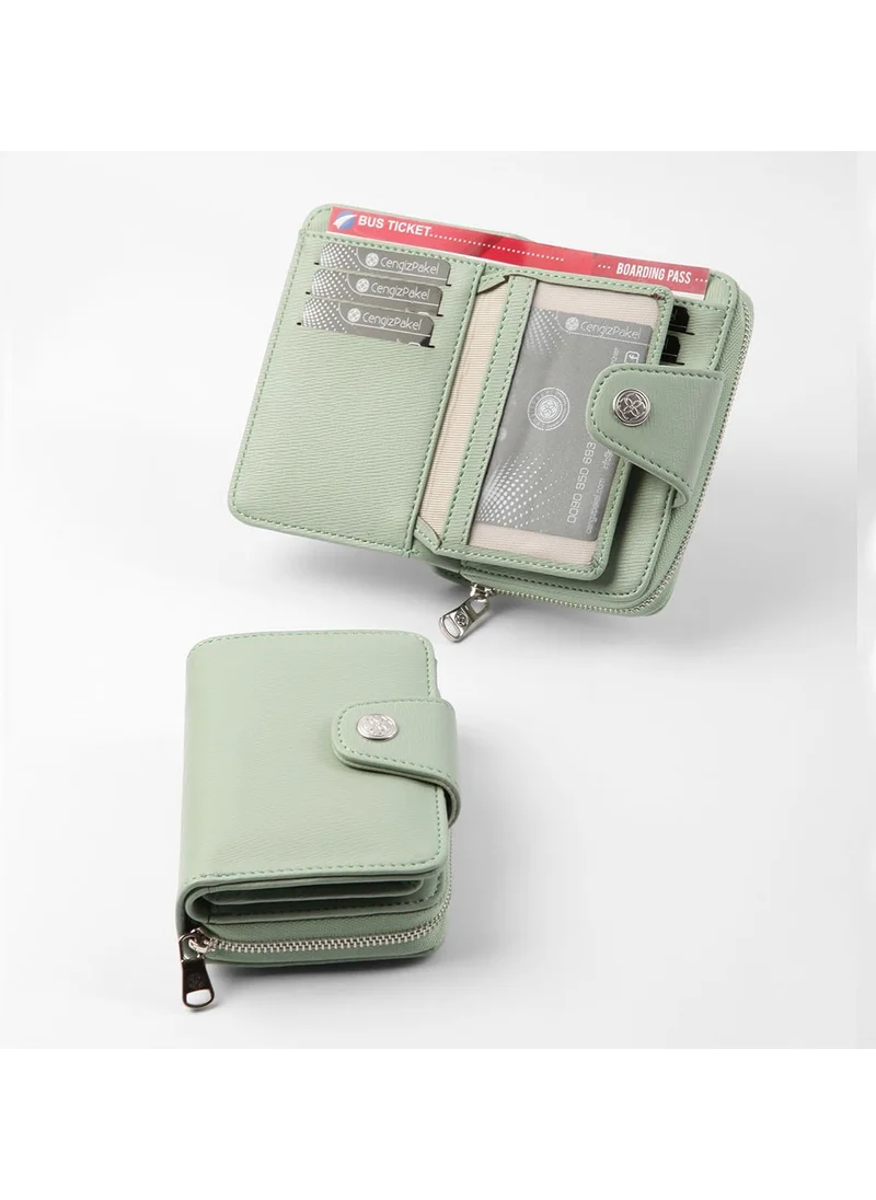 Cengiz Pakel Women's Wallet Women's Wallet Small Size Light Green 13cm x 9cm