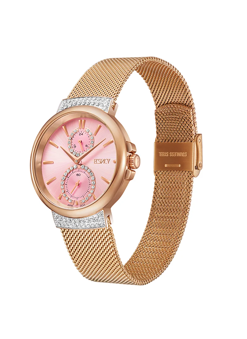 ECSTACY Women's Chronograph Round Shape Stainless Steel Wrist Watch E23603-RMKP - 38 Mm