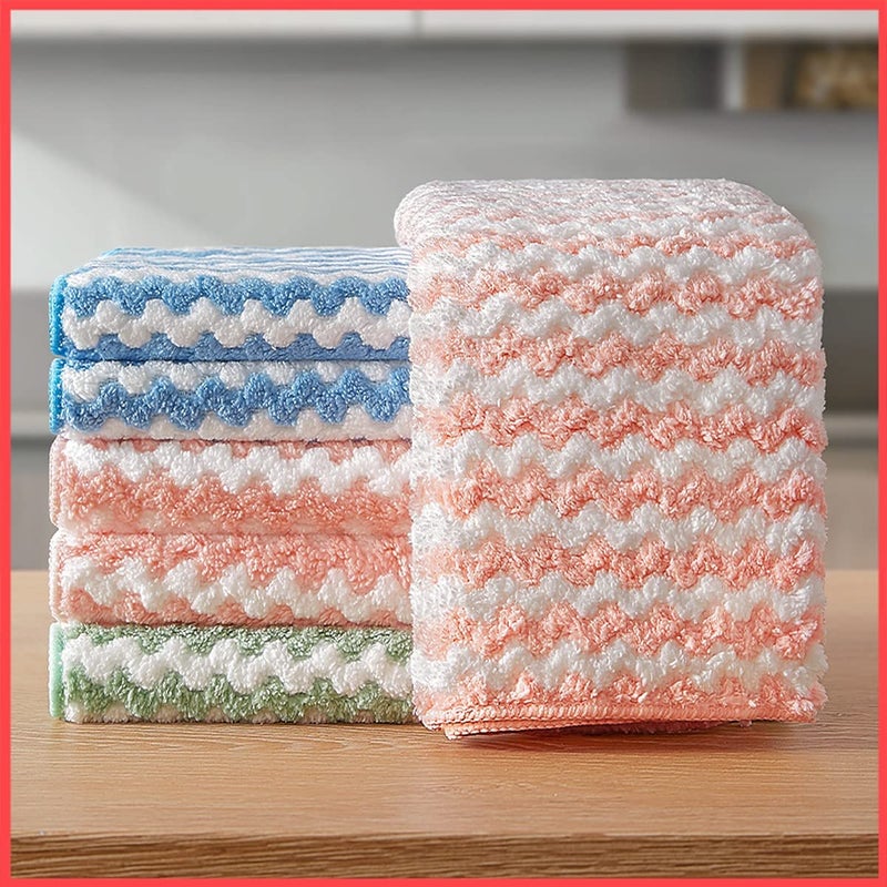 wolpin Microfiber Cleaning Cloth 5 Pcs 25X25 Cm Thick Lint StreakFree Multipurpose Automotive Towels For Car Cleaning Cloth Polishing Washing Detailing Wash Cloth For Kitchen Multi - Image 1