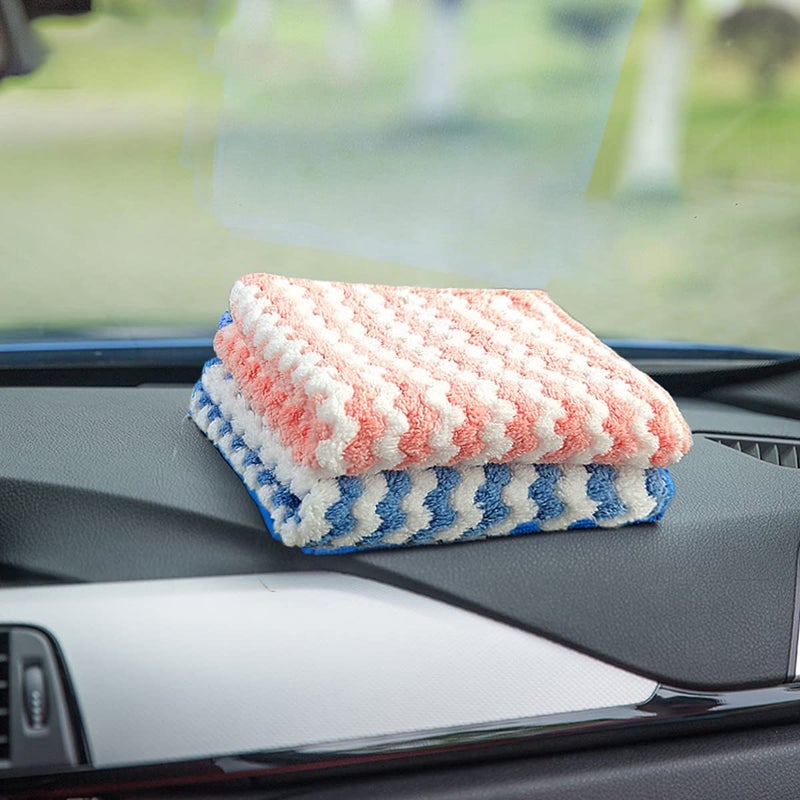 wolpin Microfiber Cleaning Cloth 5 Pcs 25X25 Cm Thick Lint StreakFree Multipurpose Automotive Towels For Car Cleaning Cloth Polishing Washing Detailing Wash Cloth For Kitchen Multi - Image 3