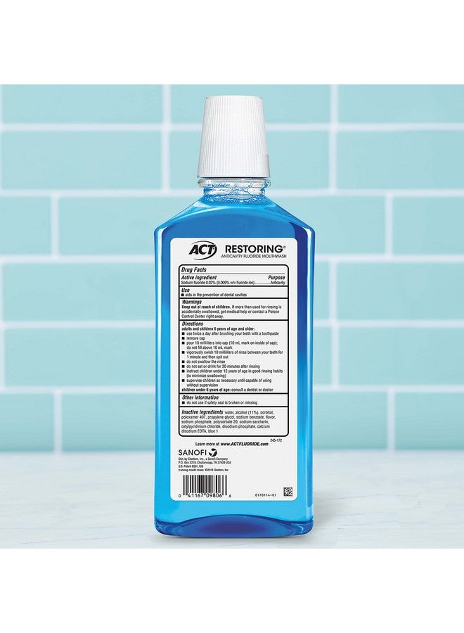 ACT Restoring Fluoride Mouthwash 33.8 Fl. Oz. Strengthens Tooth Enamel Cool Mint Pack Of 3 - Image 2