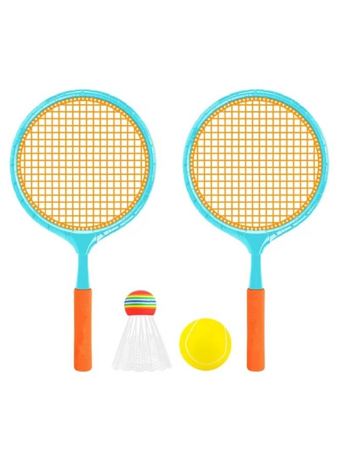 VIO Kids Badminton Starter Set 2 PCS Lightweight Plastic Racket Kit with 1 Shuttlecock 1 Soft Ball for Boys Girls Fun Exercise Screen Free Activity for Kids Garden Beach Backyard Play Set Tennis Beginner Set Training Racquet Set In Assorted Colors for Indoor Outdoor Use - Image 1