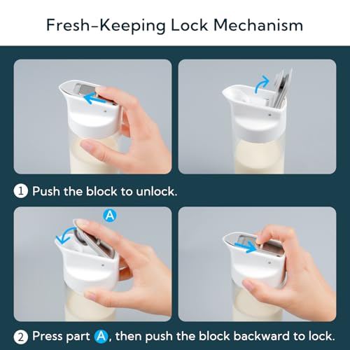 KITCHENDAO Glass Creamer with FreshKeeping Lock Mechanism Dripfree Spout 12 oz Milk Pitcher with Lid Borosilicate Glass Creamer Container Dishwasher Safe - Image 3