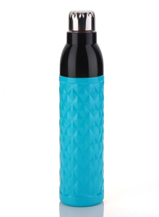 Clazkit Diamond PU Insulated Water Bottle Plastic Steel Cap, 1000-ML,Color May vary - Image 1