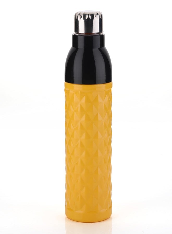 Clazkit Diamond PU Insulated Water Bottle Plastic Steel Cap, 1000-ML,Color May vary - Image 2
