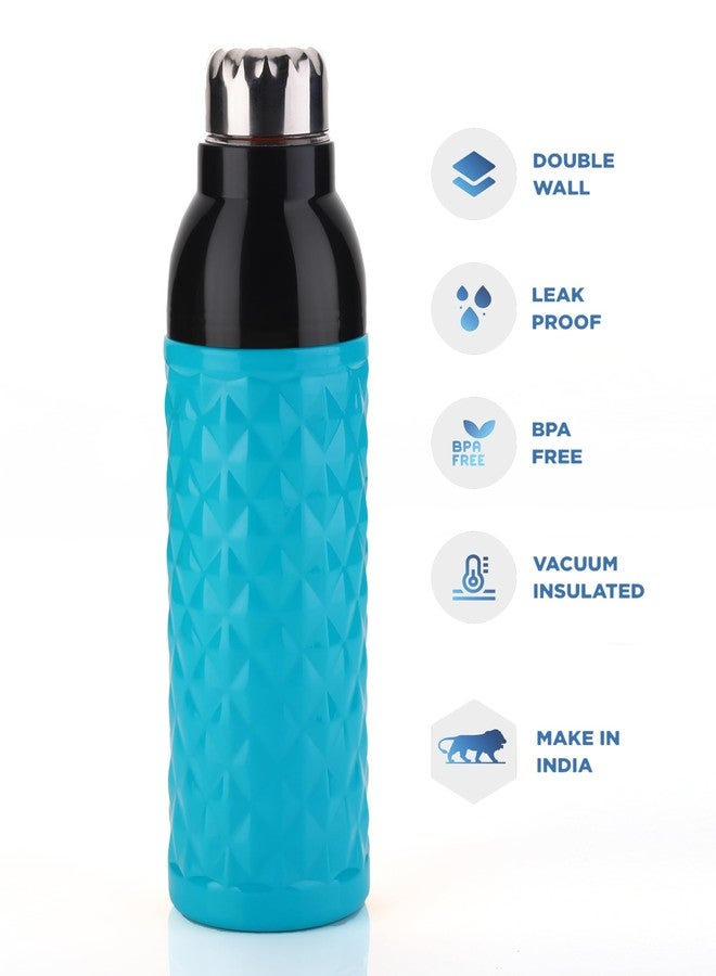 Clazkit Diamond PU Insulated Water Bottle Plastic Steel Cap, 1000-ML,Color May vary - Image 4