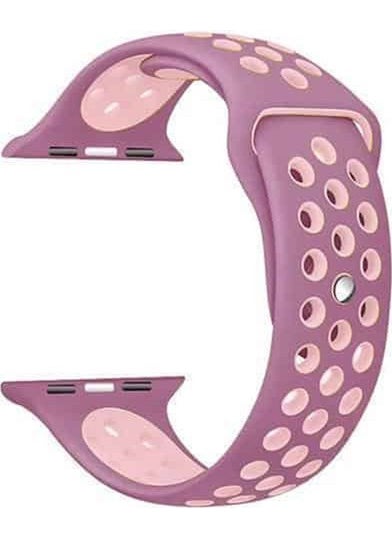 Markacase - Apple Watch Series (All Series) 38-40-41 mm Compatible Hole Silicone Strap Lilac Pink (S) - Image 1