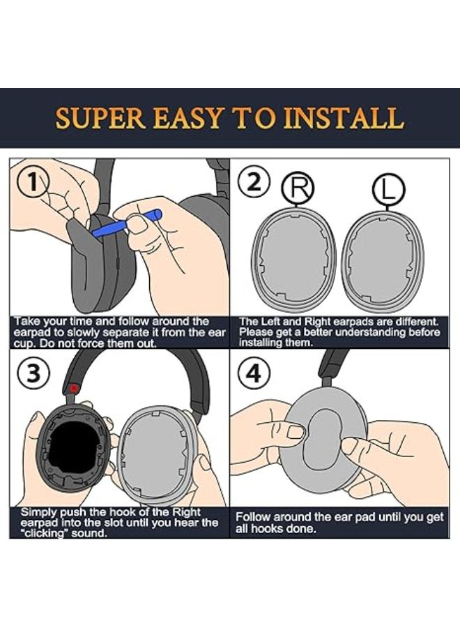 QIRG Protein Leather Replacement Earpads for Sony WH-1000XM5 Noise Canceling Headphones, Ear Pads Cushions with Noise Isolation Memory Foam, Added Thickness - Black - Image 4