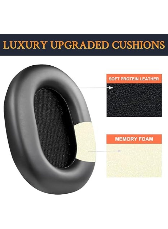 QIRG Protein Leather Replacement Earpads for Sony WH-1000XM5 Noise Canceling Headphones, Ear Pads Cushions with Noise Isolation Memory Foam, Added Thickness - Black - Image 3