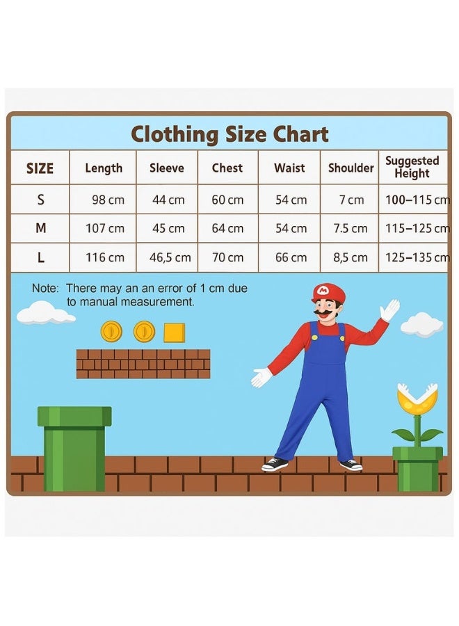 Kidzilla Kids Super Mario-Inspired Costume – Red Shirt, Blue Overalls, Cap & Character Accessories M - Image 4