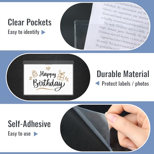 Imeepa Clear Adhesive Pockets 4"x6" Index Card Sleeves Self Adhesive with Top Loading Label Pockets (30 PCS) - Image 3