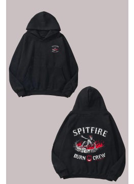 The Wert Unisex Spitfire Burn Crew Design Front Back Printed Regular Fit Black Sweatshirt  - Image 1