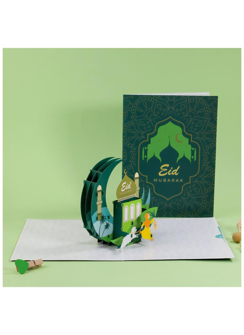 LKTOCAFT - Fancy Elegant Design 3D Pop-Up Card, Greeting Card for Ramadan, Eid, Sturdy and Solid Cardstock Gift Card with Envelope and Thank You Card - Image 1