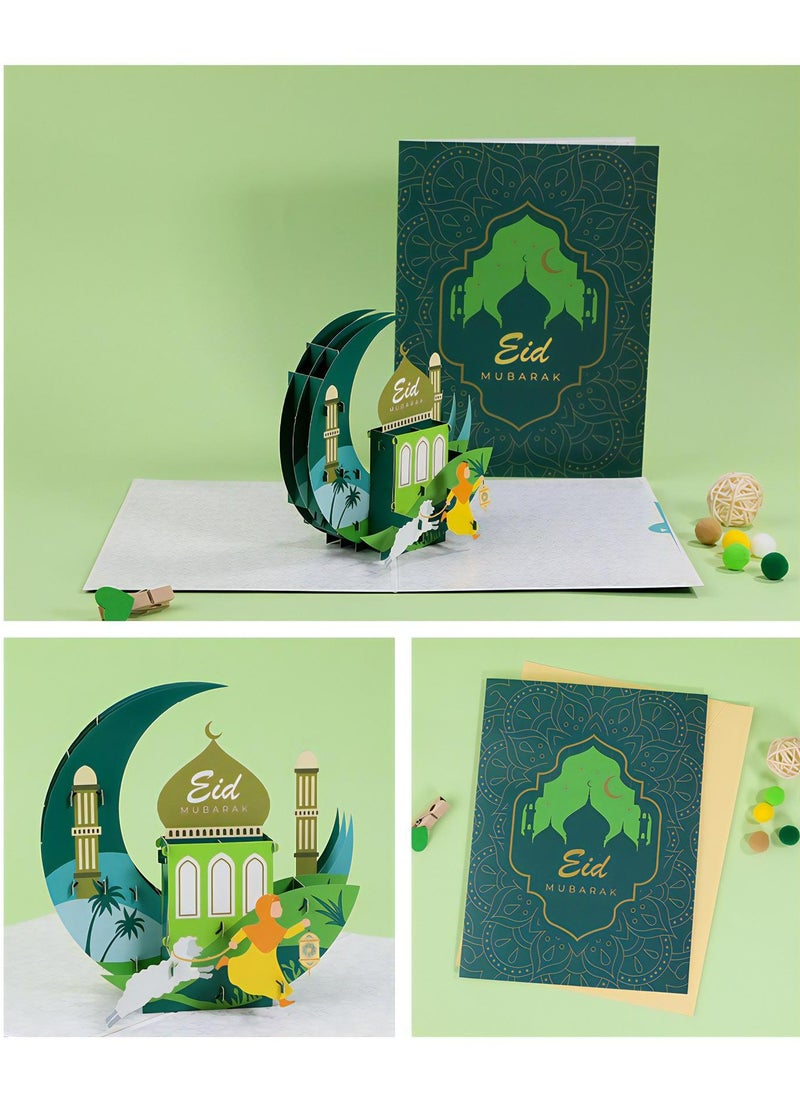LKTOCAFT - Fancy Elegant Design 3D Pop-Up Card, Greeting Card for Ramadan, Eid, Sturdy and Solid Cardstock Gift Card with Envelope and Thank You Card - Image 1