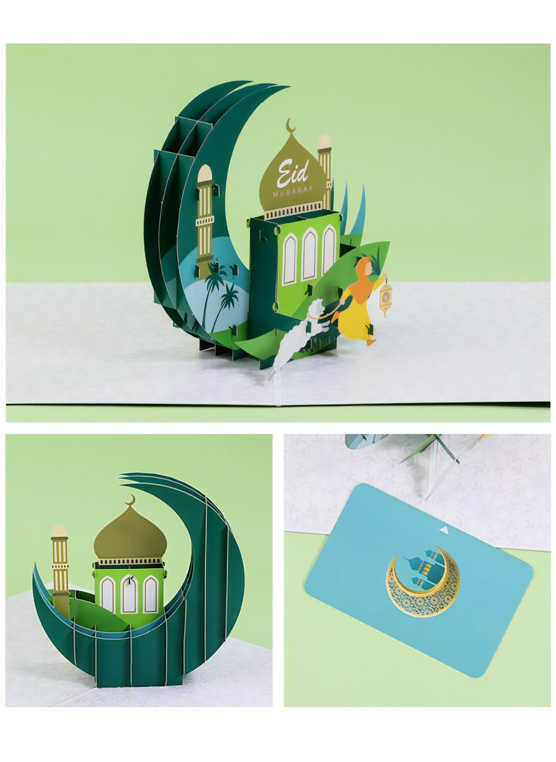 LKTOCAFT - Fancy Elegant Design 3D Pop-Up Card, Greeting Card for Ramadan, Eid, Sturdy and Solid Cardstock Gift Card with Envelope and Thank You Card - Image 1