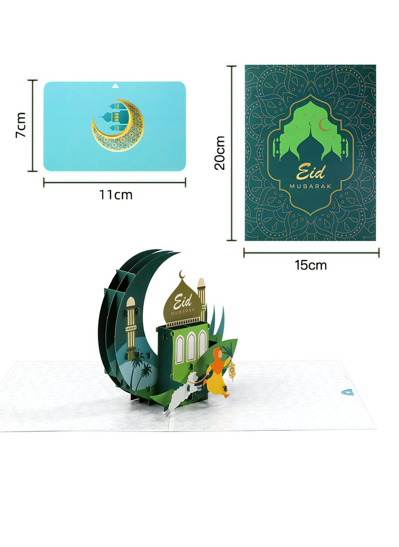 LKTOCAFT - Fancy Elegant Design 3D Pop-Up Card, Greeting Card for Ramadan, Eid, Sturdy and Solid Cardstock Gift Card with Envelope and Thank You Card - Image 1