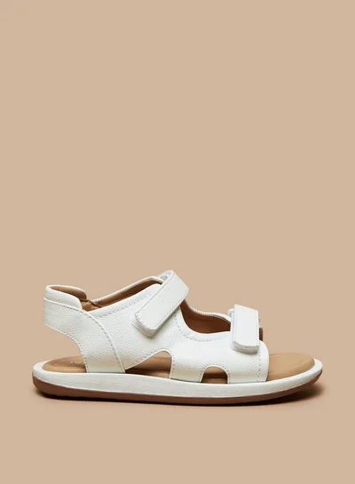 JUNIORS Boys Solid Back Strap Sandals With Hook And Loop Closure