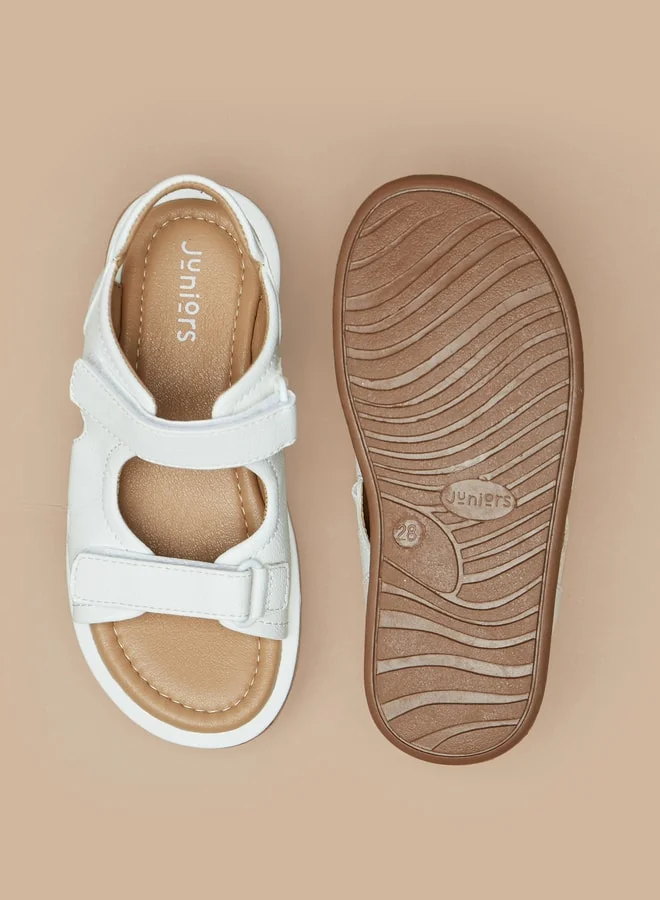 JUNIORS Boys Solid Back Strap Sandals With Hook And Loop Closure