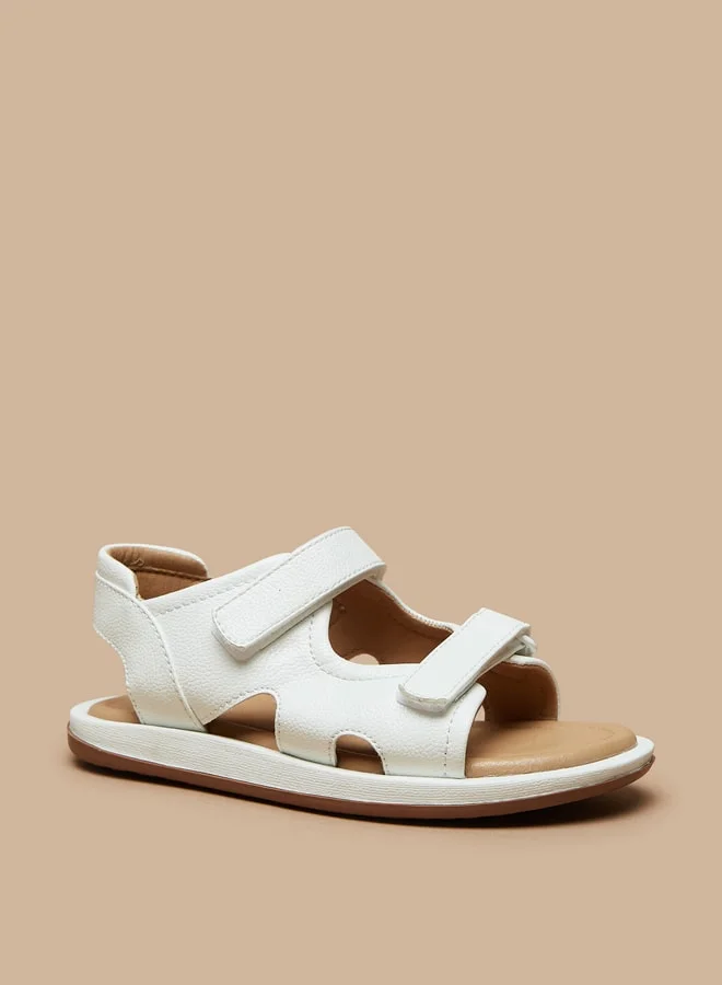 JUNIORS Boys Solid Back Strap Sandals With Hook And Loop Closure