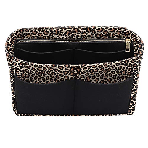 LEXSION Purse Tote Diaper Bag Organizer Lightweight Felt Insert Bag in Bag with Zipper Inner Pocket For Neverful Speedy 8021 B-Leopard M - Image 1