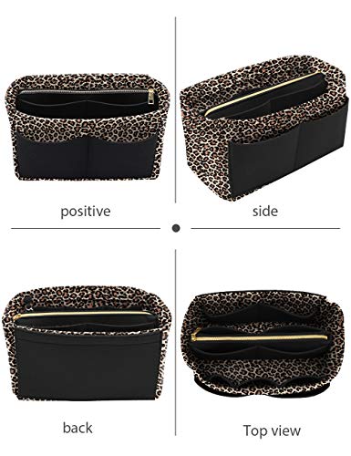 LEXSION Purse Tote Diaper Bag Organizer Lightweight Felt Insert Bag in Bag with Zipper Inner Pocket For Neverful Speedy 8021 B-Leopard M - Image 3