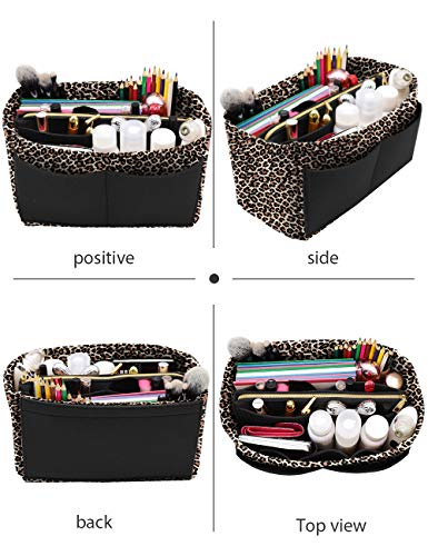 LEXSION Purse Tote Diaper Bag Organizer Lightweight Felt Insert Bag in Bag with Zipper Inner Pocket For Neverful Speedy 8021 B-Leopard M - Image 5