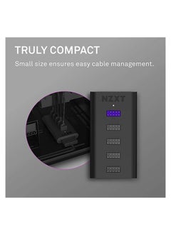 NZXT Internal USB Hub Gen 3 Additional 4 USB 2.0 Devices Magnets, 3M Dual Lock 5V DC internal Connector Black | AC-IUSBH-M3  - Image 2