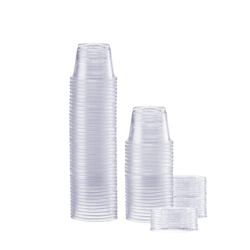 Gusto GUSTO 1 oz  50 Count Clear Disposable Plastic Portion Cups with Lids  Souffl Cups Clear Jello Shot Containers With Lids Perfect for salad Dressing and More  Formerly Comfy Package 