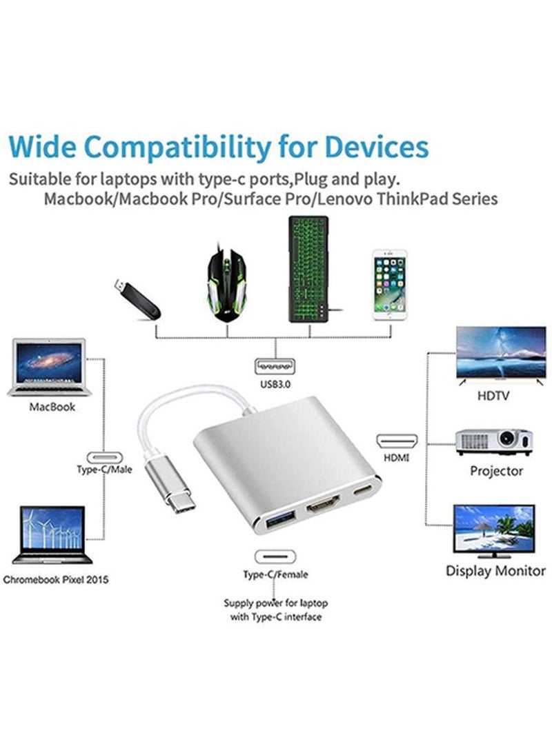 محول USB من النوع C إلى HDMI 4K USB 3.0 قياسي PD 3 في 1 - Image 4