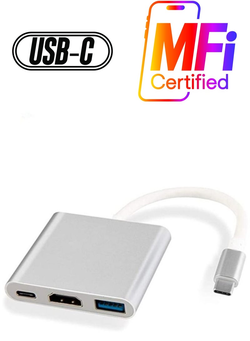 محول USB من النوع C إلى HDMI 4K USB 3.0 قياسي PD 3 في 1 - Image 1