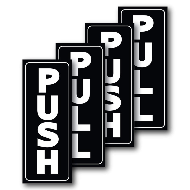 Push Pull Door Stickers for Glass Door 2" x 5" Self Adhesive Vinyl Sign Decal