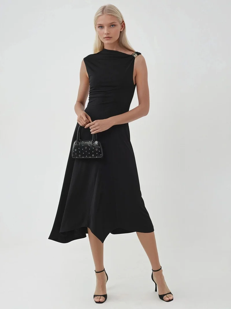Busem BUSEM Accessory Detailed Asymmetrical Midi Dress