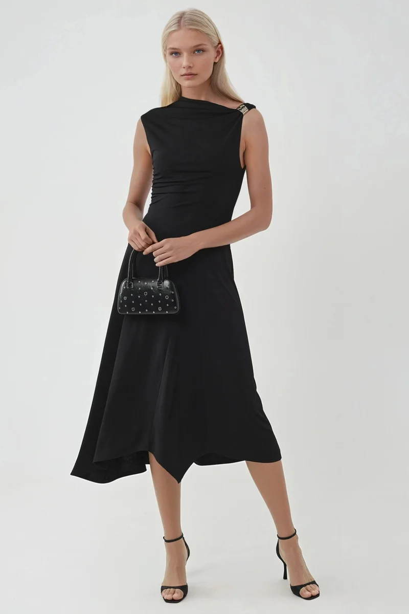Busem BUSEM Accessory Detailed Asymmetrical Midi Dress