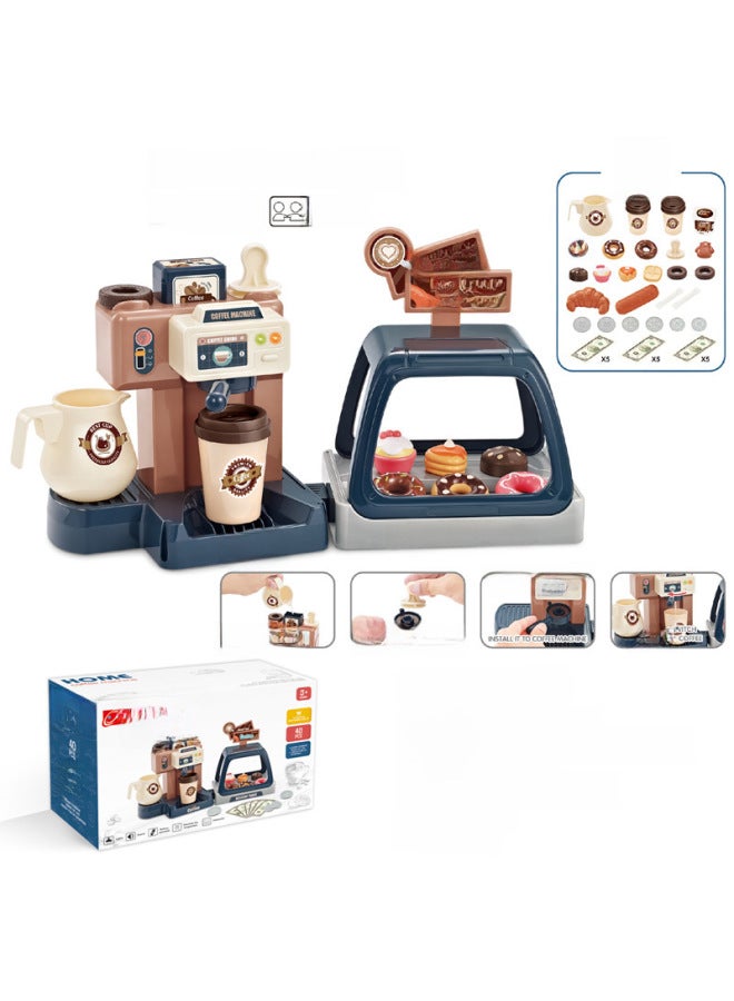 Children's Play Kitchen Simulation Food Mini Ice Cream Supermarket Donut Coffee Machine Export Toy Set-Color:668-98 Blue Green (light Sound Water) 0.5kg  - Image 4