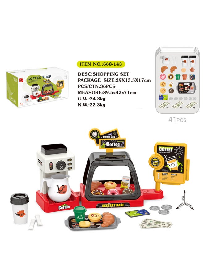 Children's Play Kitchen Simulation Food Mini Ice Cream Supermarket Donut Coffee Machine Export Toy Set-Color:668-98 Blue Green (light Sound Water) 0.5kg  - Image 3