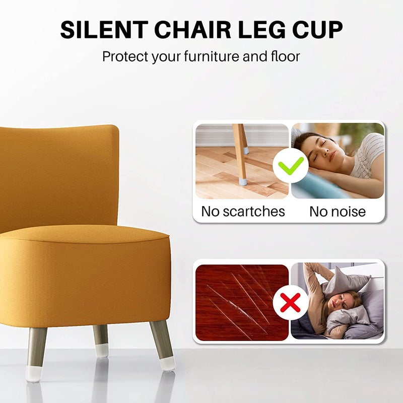Praxon Praxon AntiSlip Silicone Chair Leg Caps with Soft Felt Bottom Furniture Chair Leg Floor Protectors Free Moving Furniture Foot Protection Cover Prevents Scratches and Noise Set of 4 pcs  - Image 5