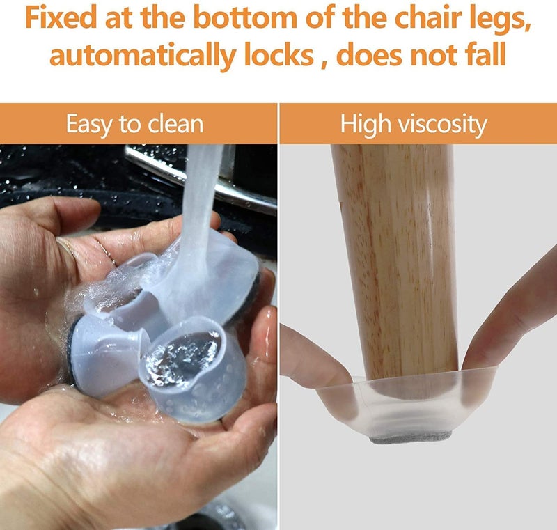 Praxon Praxon AntiSlip Silicone Chair Leg Caps with Soft Felt Bottom Furniture Chair Leg Floor Protectors Free Moving Furniture Foot Protection Cover Prevents Scratches and Noise Set of 4 pcs  - Image 4